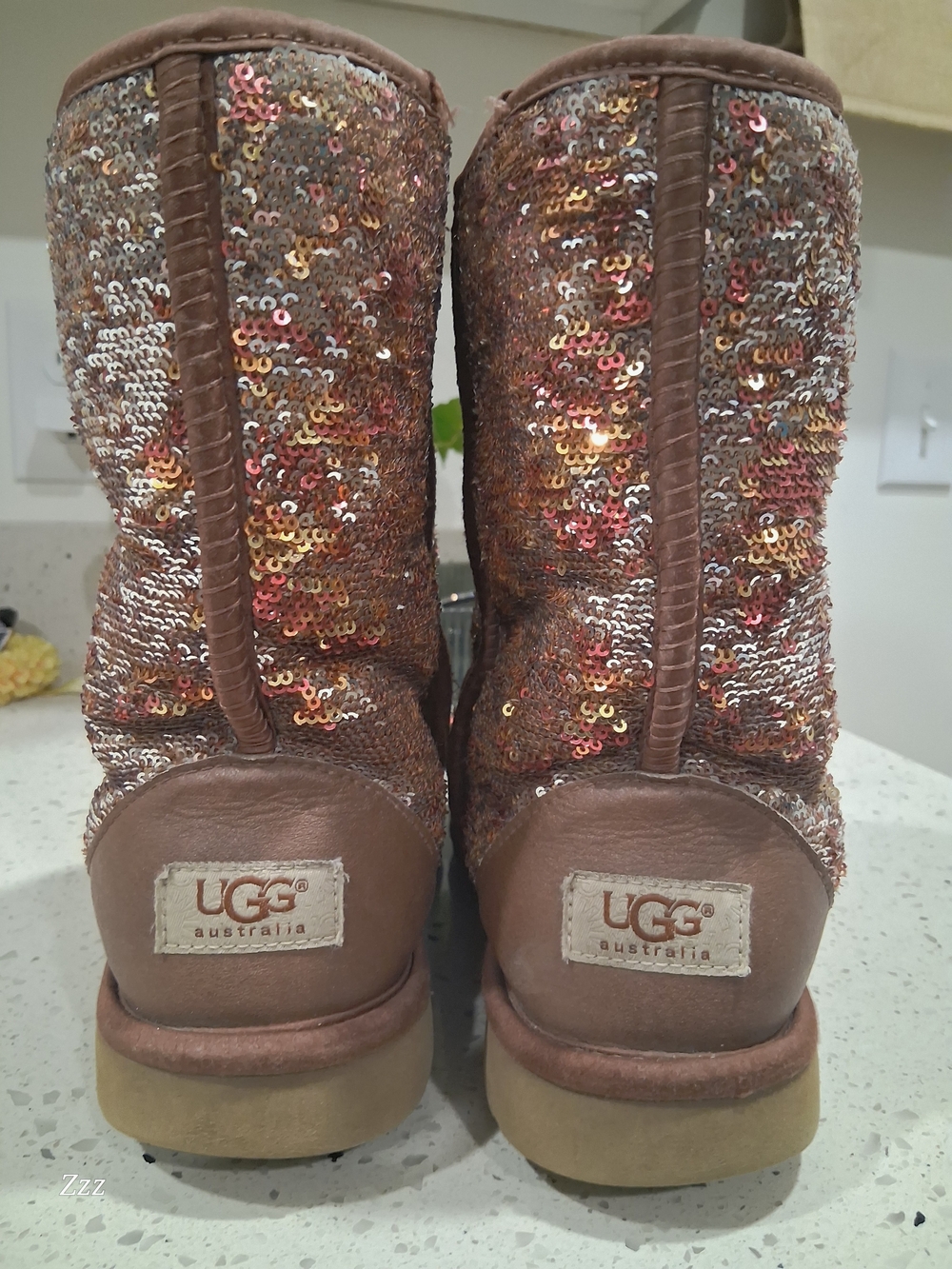 UGG Sequin Ankle Boots in Copper Brown Multi
